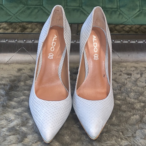 ALDO Gray Textured Platform Pumps - Picture 3 of 7
